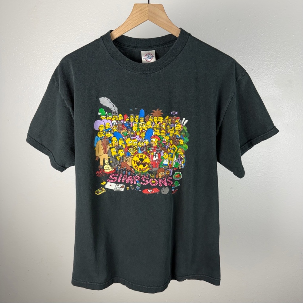 Vintage The Simpsons The Yellow Album Homer Bart Lisa Black T Shirt Size Large